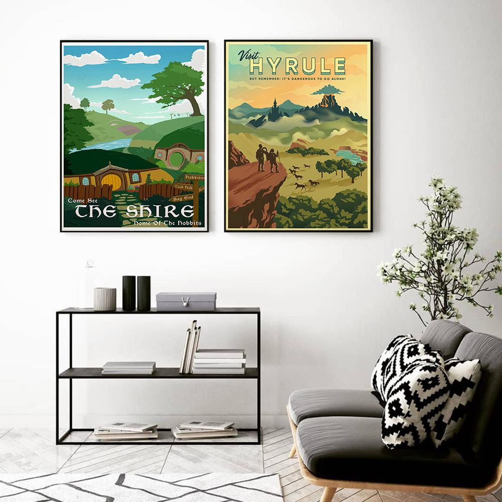 Tolkien Travel Canvas Painting Middle Earth Landscape Rings Posters and Prints Wall Art Pictures Gifts Living Room Home Decor