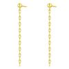 [JEWELRY TAKEDA] Petal Chain Earrings In 9K Yellow Gold. Elegant Long Design with a Petal Motif. Delicate and Sparkling. 4.5cm Long. Set for Both Ears