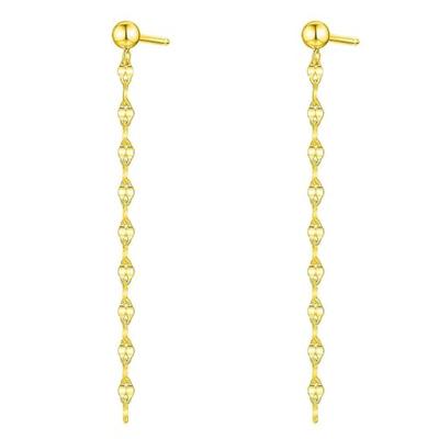 [JEWELRY TAKEDA] Bloemblaadjes Ketting Oorbellen in 9K Geelgoud. Elegant lang ontwerp met een bloemblaadjesmotief. Delicaat en sprankelend. 4,5 cm lang. Set voor beide oren