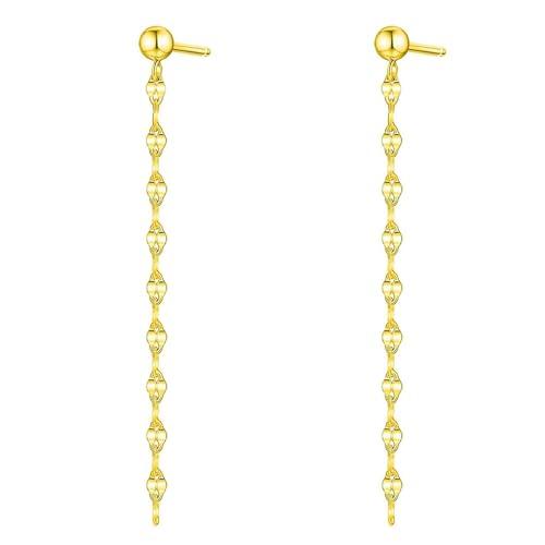 

[JEWELRY TAKEDA] Petal Chain Earrings in 9K Yellow Gold. Elegant long design with a petal motif. Delicate and sparkling. 4.5cm long. Set for both ears