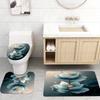 Artistic Lotus Shower Curtain Set - Ink Wash Style,  Waterproof Polyester, Bathtub Partition, Modern Bathroom Decor