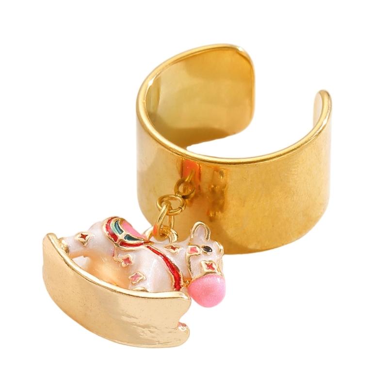

Unique Cartoon Rocking Horse Design Vibrant Enamel Coated Adjustable Ring for Fashionable Everyday Wear and Gifting