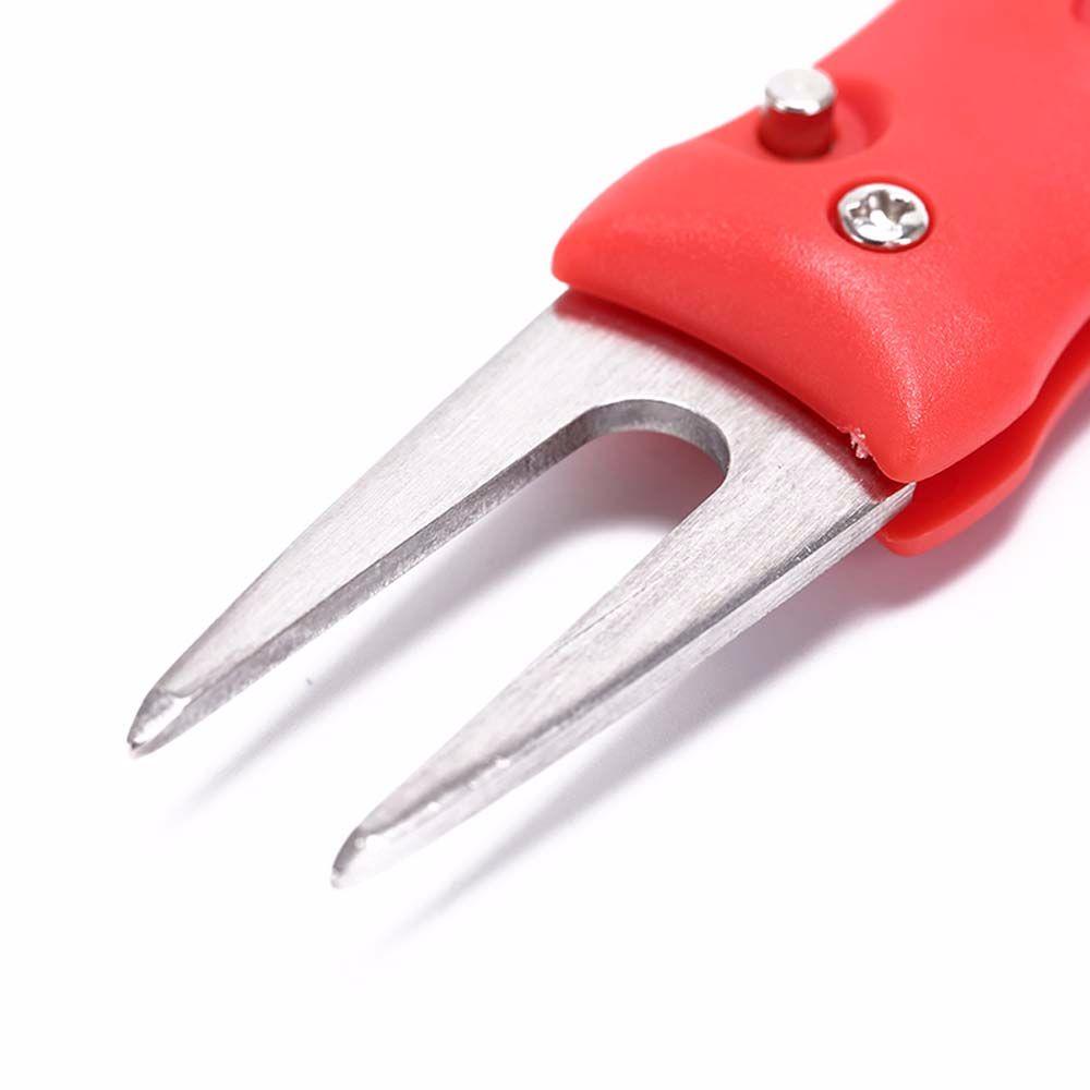 Button Stainless Steel Groove Cleaner Golf Divot Repair Tool Switchblade Pitch Golf Pitchfork