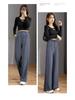Dámské 2025 Kalhoty k obleku s vysokým pasem, úzkého střihu, volné, splývavé, šedé nebo černé na jaro a podzim