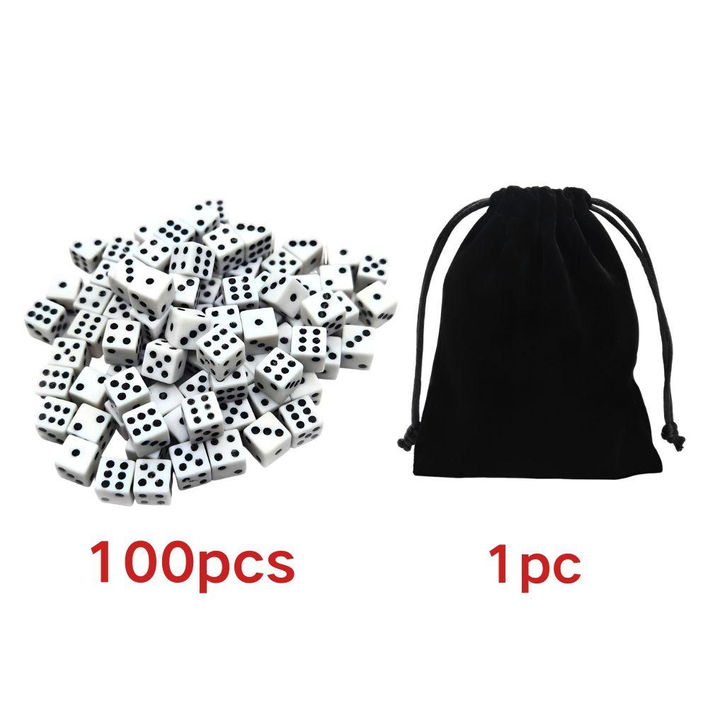 

100pcs 8mm Six Sided Dice Set, Black/White/Red Square Dice with a Black Storage Bag, For Party Table Board Games, DIY Crafts YMY