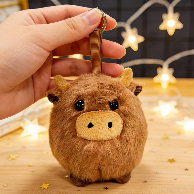 10Cm Kawaii Brown Cow Plush Toys Keychain Bag Pendant Super Cute Animal Dolls Multifunctional Decorative Pendant Gifts For Child