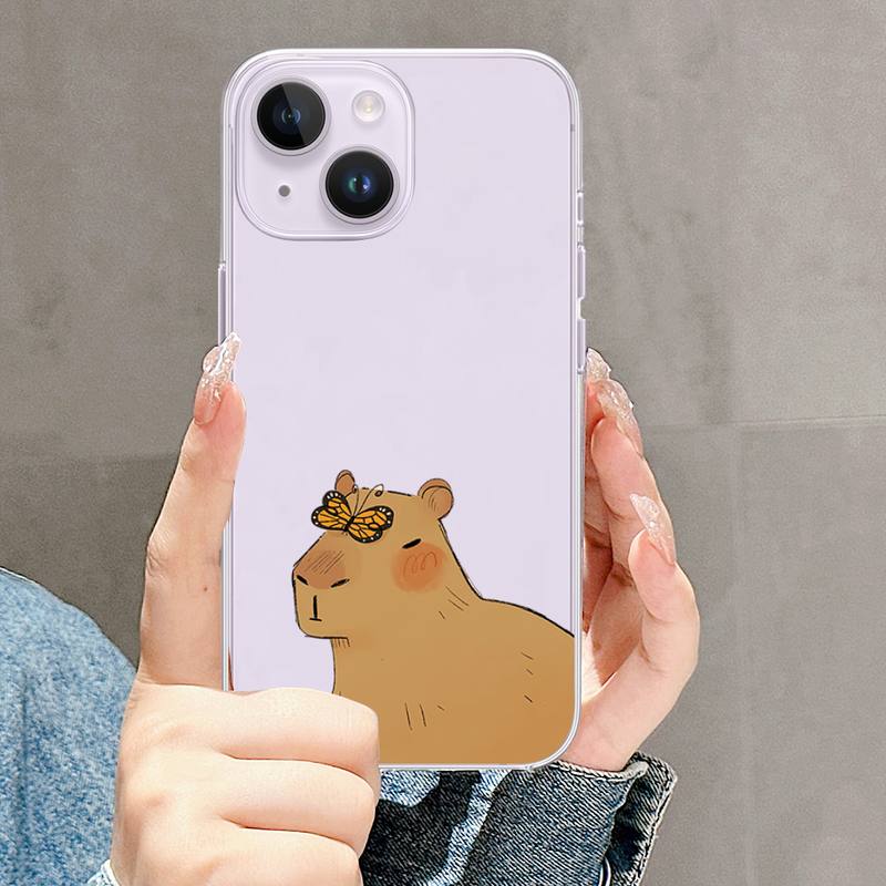 Roztomilé pouzdro na telefon Capybara pro iPhone Mini 11 12 13 14 15 XPlus Pro Max SE XR Transparent Shell