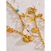 Yhpup Ocean Style Stainless Steel Pearl Shell Starfish Flower Chilli Drop Charm Necklace Golden Plated Handmade Holiday Jewelry