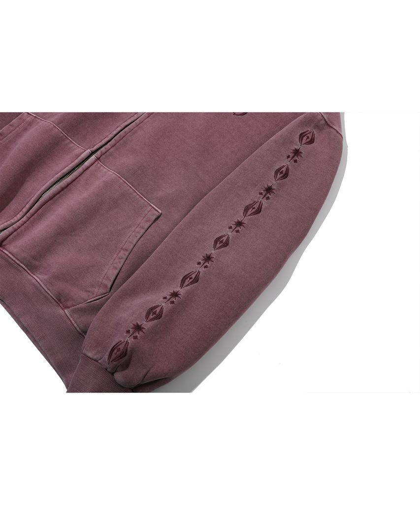 Cpgn Studio [2-Way] Sleeve Star Pigment Hoodie Zip-Up Dusty Pink