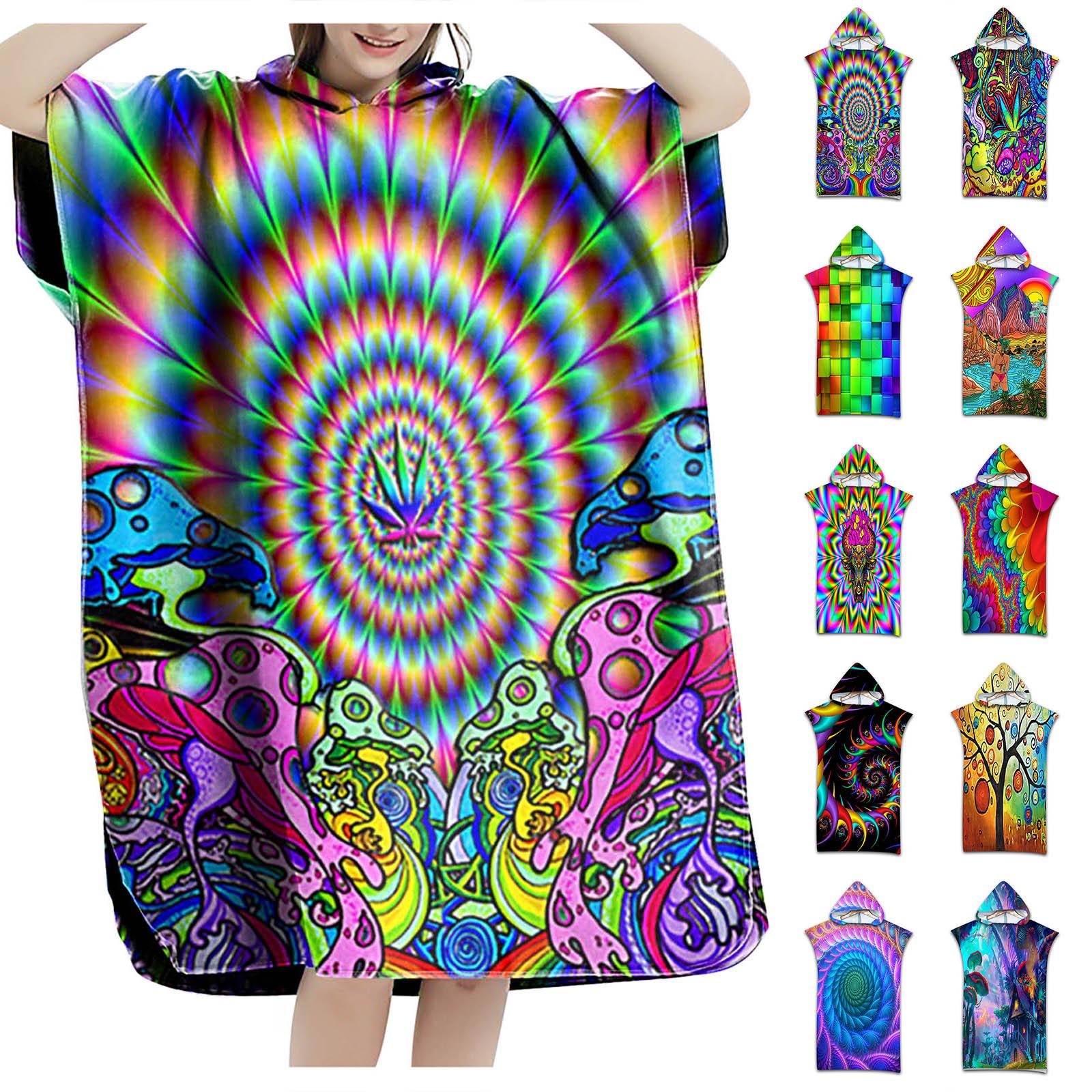 

Модное банное полотенце с капюшоном, халат с короткими рукавами, быстросохнущий сменный плащ, накидка AS SHOWN разноцветный