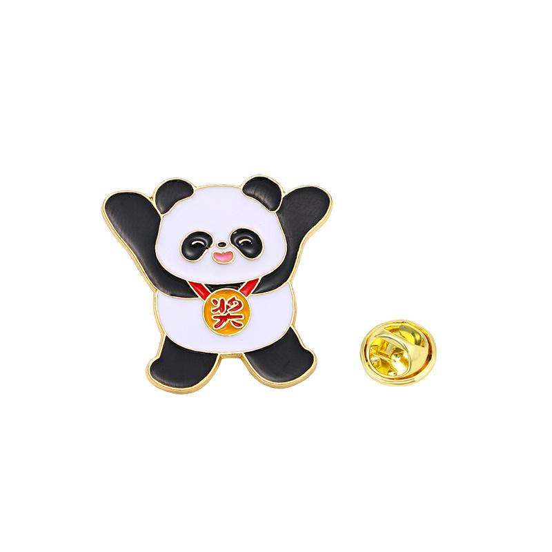 Chinese style panda brooch cute animal bag badge clothing bag accessories bamboo giant panda chain collar pin