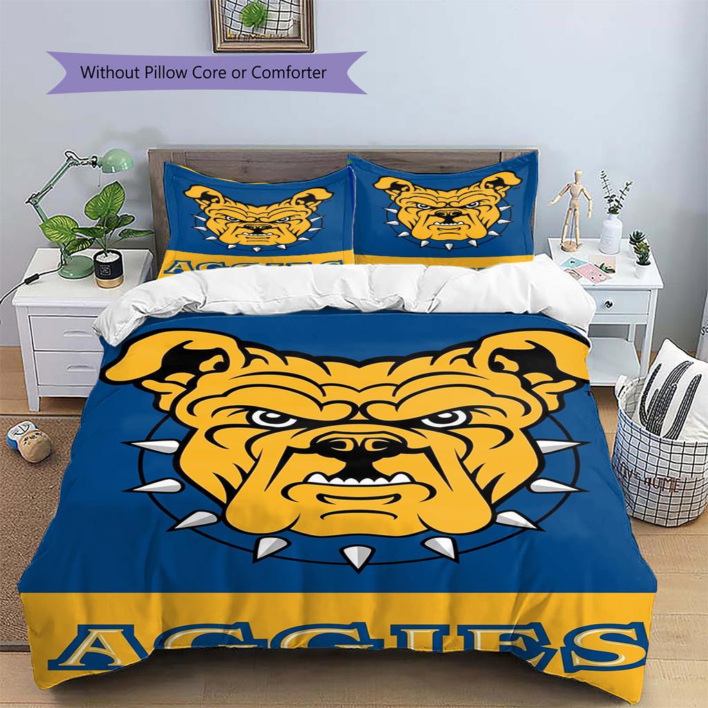 North Carolina A&T Aggies Pattern Bedding Set Quilt Cover Pillowcase Home Decor Gift (1 * duvet cover + 2 * pillowcase, without core)