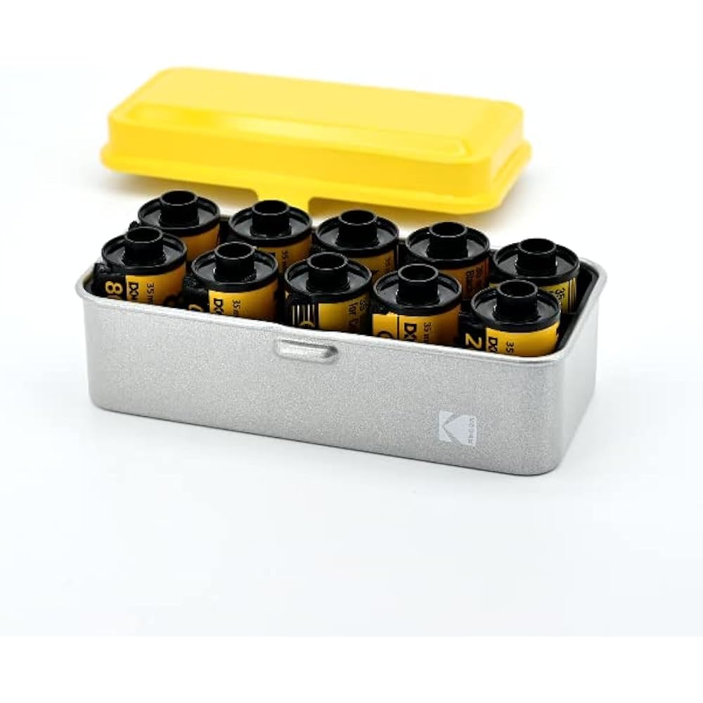 KODAK 120/135 Film Case - Holds 8 Rolls of 120 Film / 10 Rolls of 35mm Film - Retro Steel Case for Organizing and Protecting Film (Yellow) (Film not i