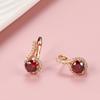 Trend  Rose Gold Color English Earrings For Women Round Red Natural Zircon Accessories Bride Wedding Jewelry Gift