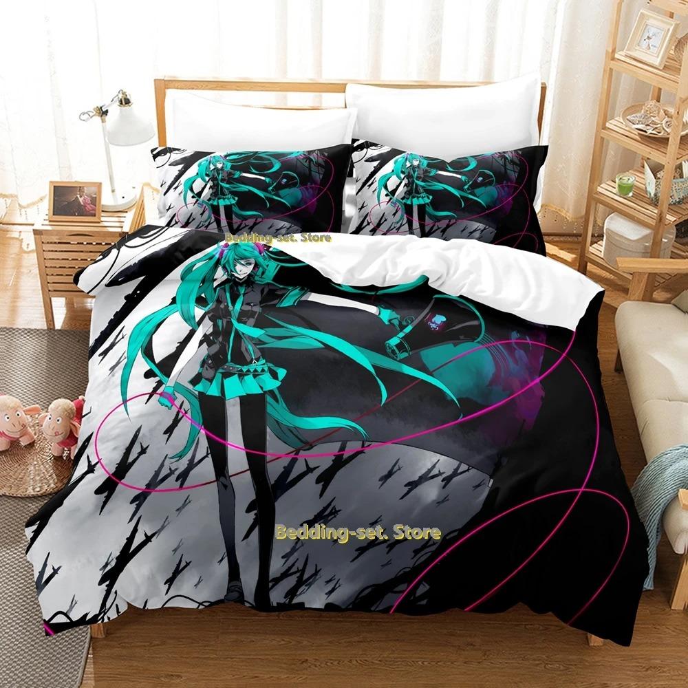 Elegant Classic Single Twin Full Queen King Vocaloid Size Bed Adult Kid Bedroom Duvetcover Sets 3D Anime Quilt