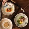 Japanese Retro Ceramic Plates Plants Flowers Ceramic Plates Tableware Main Course Decorative Round Plates Household Tableware