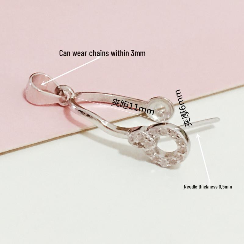S925 Sterling Silver Safety Clip Pendant for Jade or Crystal