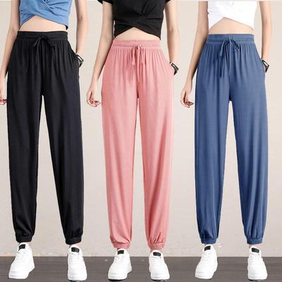 Dames Zomer IJszijde Enkelbroek met Trekkoord en Zakken - Slank, Veelzijdig, Casual Sport Design