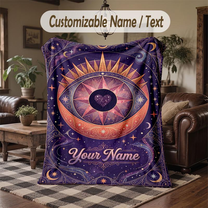 Ethereal Dragon Moonlight Theme Throw Blanket Custom Name Text Personalized Blanket Soft Cozy Blanket for Home Sofa Bed
