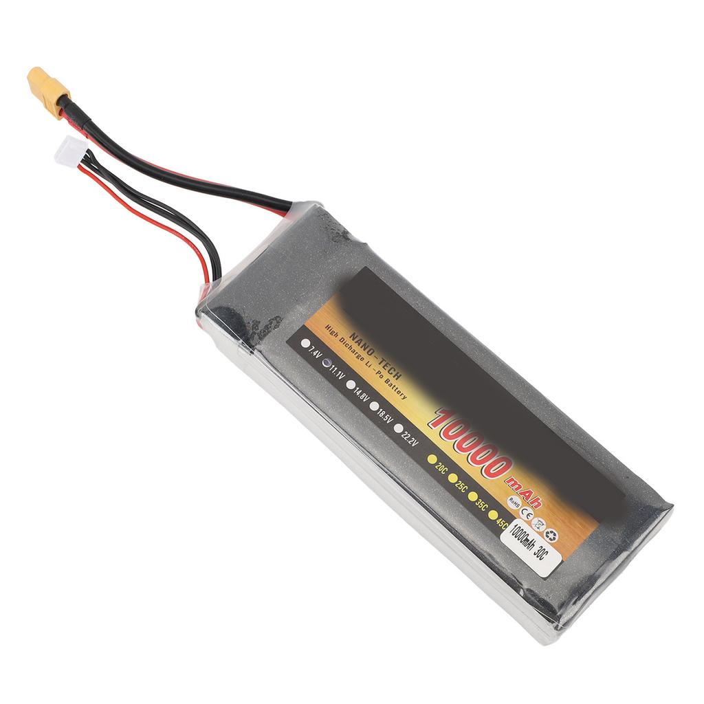 11.1V 10000mAh Lithium Battery with XT60 Plug Lightweight Portable 3S 30C LiPo Battery Replacement for RC Cars Trucks and Boats