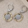 Vintage Round Inlaid Mitation Pearl Earrings Hollow Geometric Dangle Earrings Women  Concise Banquet Jewelry Accessories