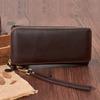 Men'S Leather Clutch Bag Premium Retro Multifunctional Wrist Wallet Large Capacity Long Zipper Wallet