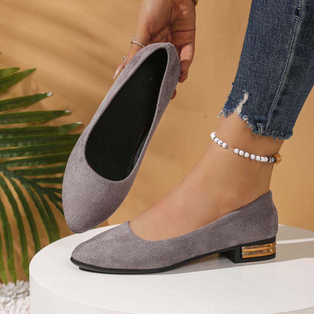 Fashion Comemore Single Shoes Women 2025 Spring Autumn New Suede Pointed Toe Low Heeled Pumps for Women Casual Solid Heels Women Shoes