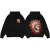 Harley Classic Vintage Flame Skull Lightning Eye Locomotive Harley Cotton Printed Hoodie Men's and Women's Sweater Halloween Top