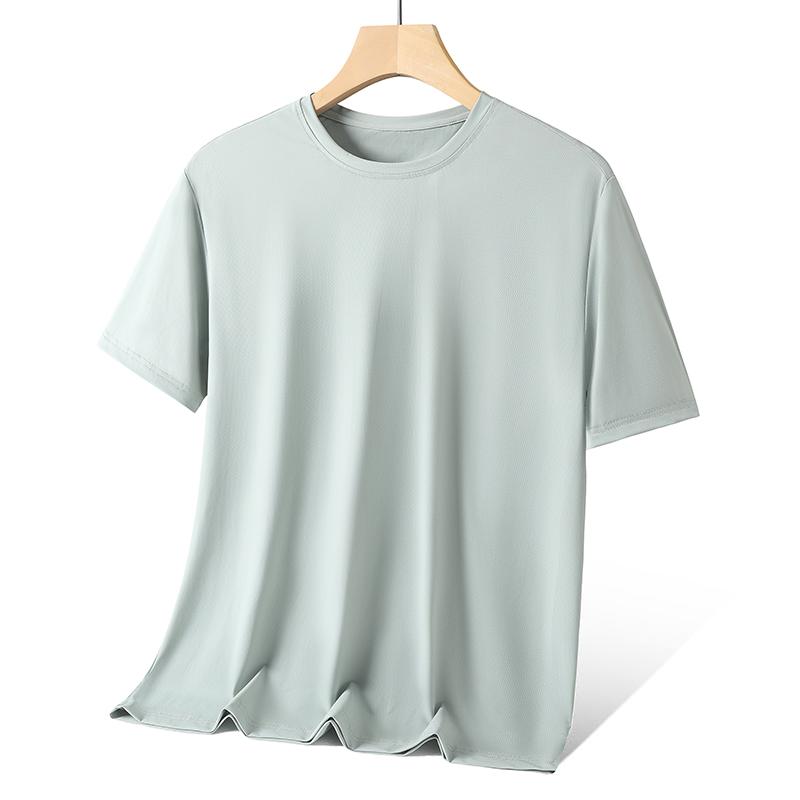Water Ripple Ice Silk Quick-drying T-shirt Men's Large Size Round Neck Short-sleeved Top Sweat-wicking Breathable Short T-shirt