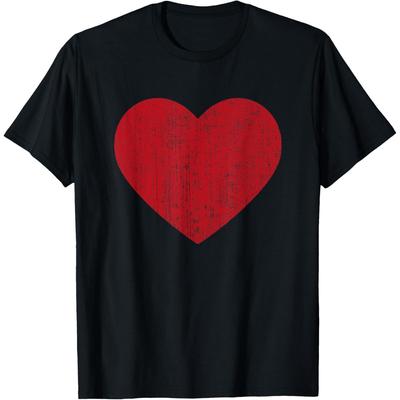 Valentines Day Red Heart Print Vintage Graphic Women Girls T-Shirt