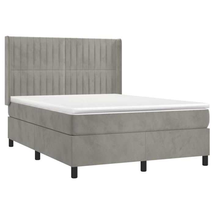 Maison Exclusive - Sommier à lattes de lit et matelas Gris clair 140x200cm Velours