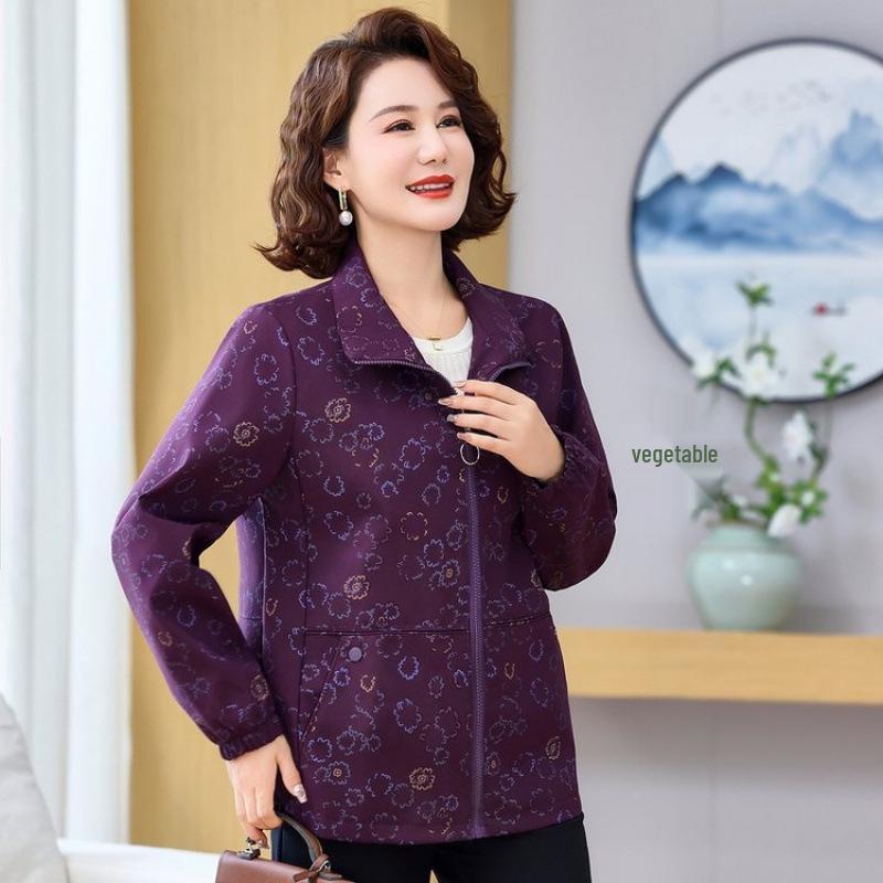 Fashionable Spring & Autumn 2026 Hooded Windbreaker for Middle-Aged & Elderly Women - Stylish Casual Jacket Coat Cardigan