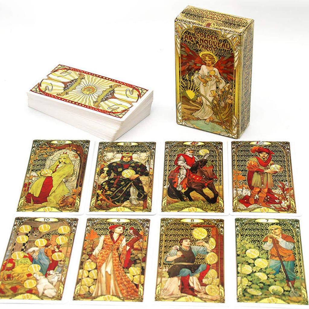 Joc de masă de cărți de tarot Art Nouveau Arta de aur Cărți de dezarhivare Recuzită pentru joc