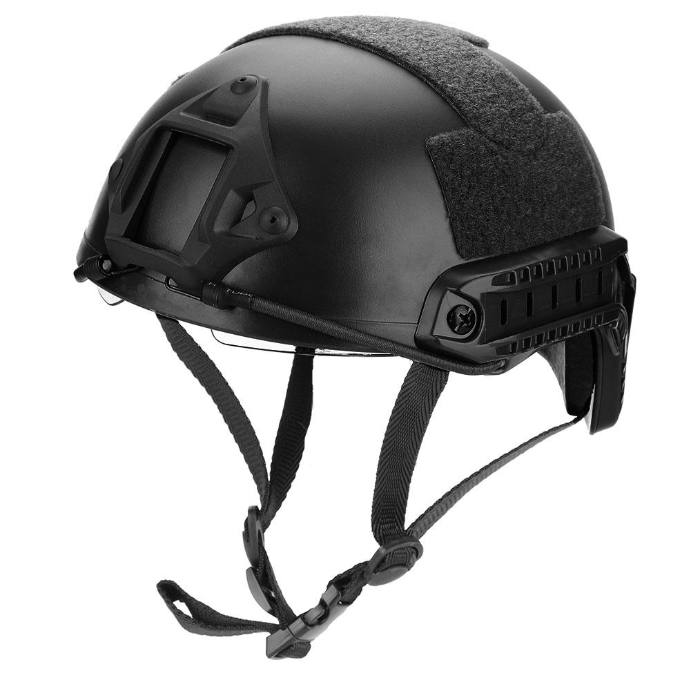 SCHNELL Leichter Schienenhelm Schutzbrillen Version MH Taktisch für CS Radfahren (Schwarz)