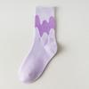 Women's Spring and Autumn Style Pure Cotton Mid-calf Socks, Gradient Color Letter Sports Socks, Long Socks