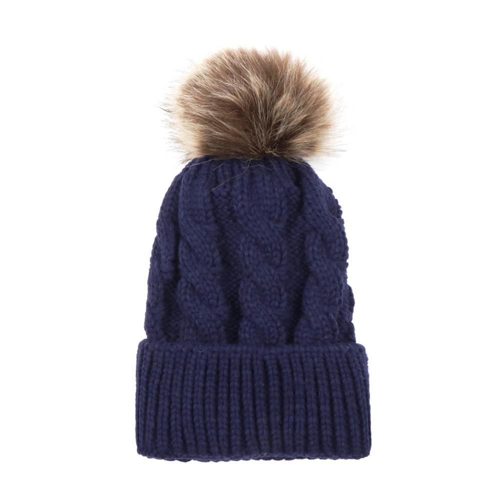 Winter Warm Women Knitted Crochet Wool Hat Hair Ball Earmuffs Caps Infant Toddler Kid Cute Hairball Beanie Cap