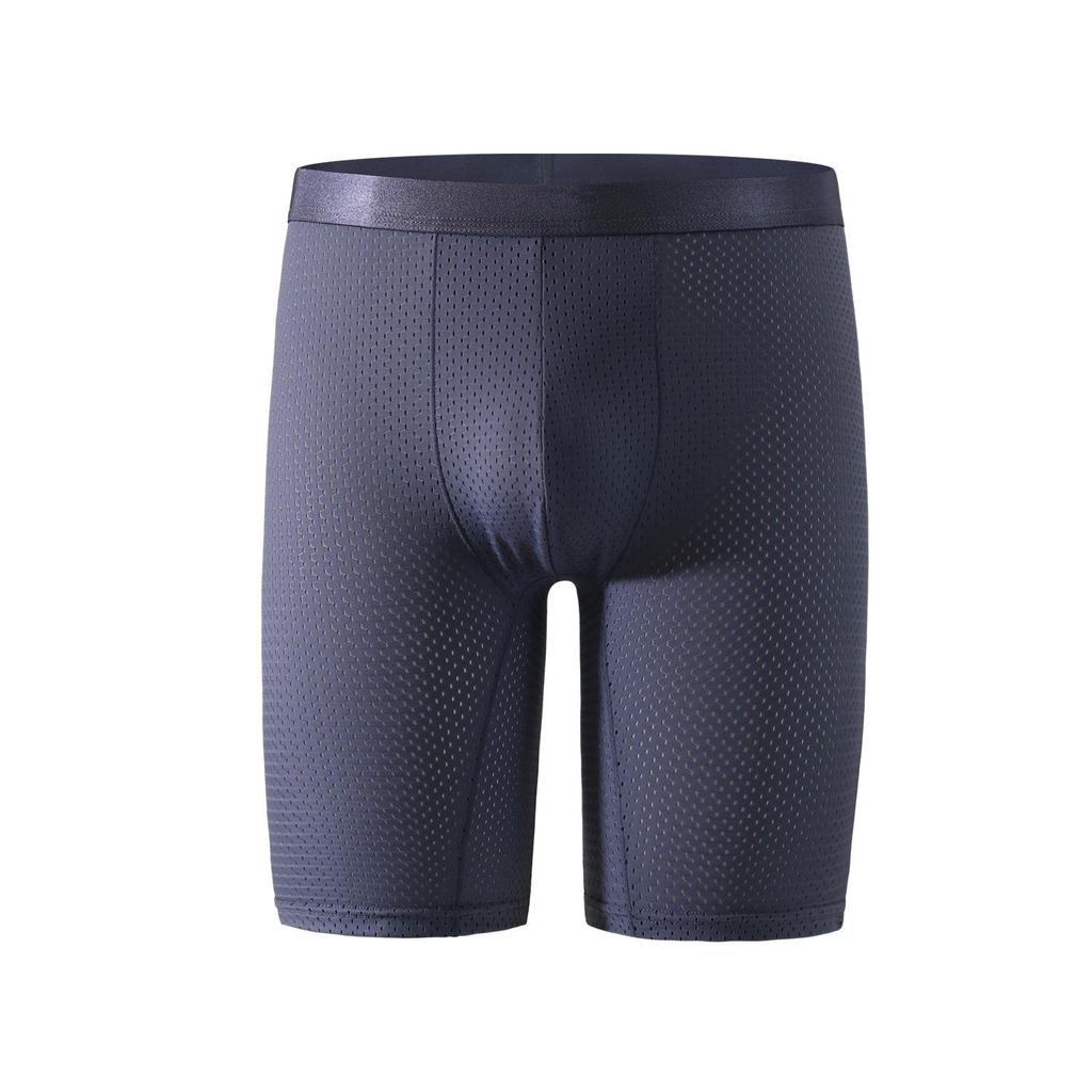 Men's Long Leg Boxers Underwear Ice Silk  Undies Mesh Shorts Comfortable Panties Sports Underpants Knickers Big Size L XL XXL 3XL 4XL 5XL 6XL
