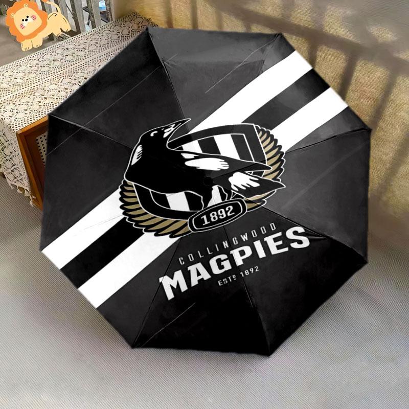 1 PC Automatic Folding Umbrella - Collingwood Football Club Pattern, Portable & Foldable Design with 8 Ribs, Christmas Birthday Gifts