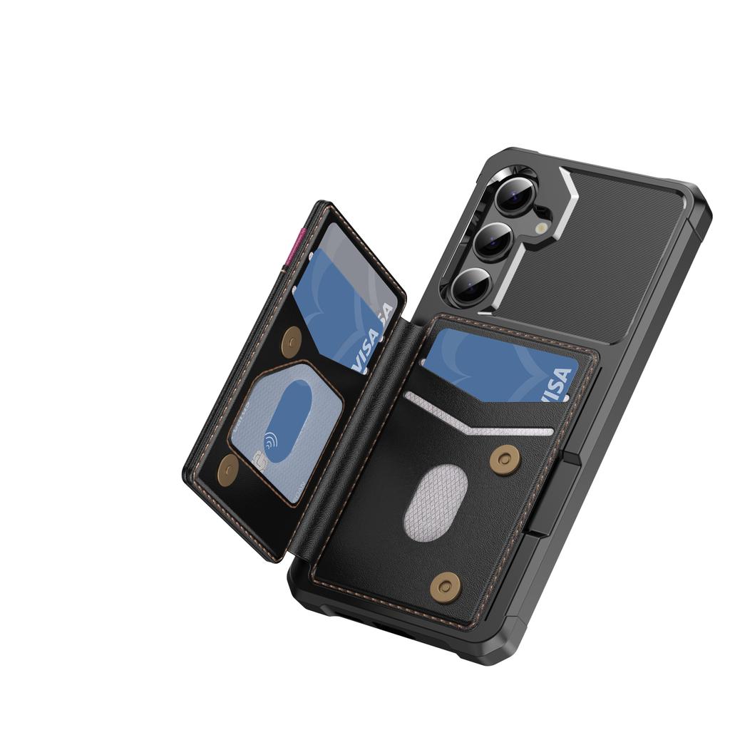 For Samsung Galaxy S25 Edge S25 S24 S23 Ultra FE Case with Card Holder, Heavy Duty Shockproof Soft TPU Back Flip Wallet Cover