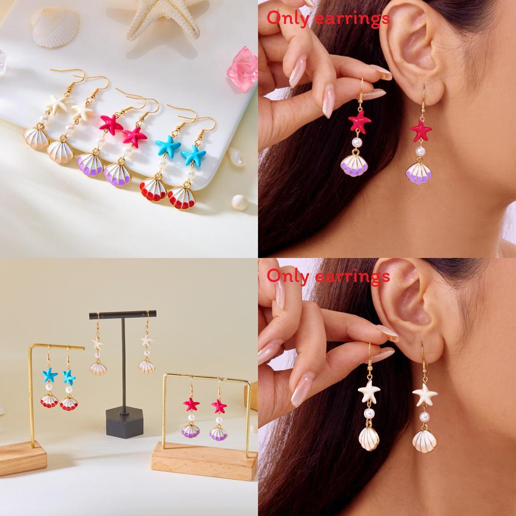 Womens Beach Shell Earrings With Natural Material And Electroplated Design For Summer Vacation