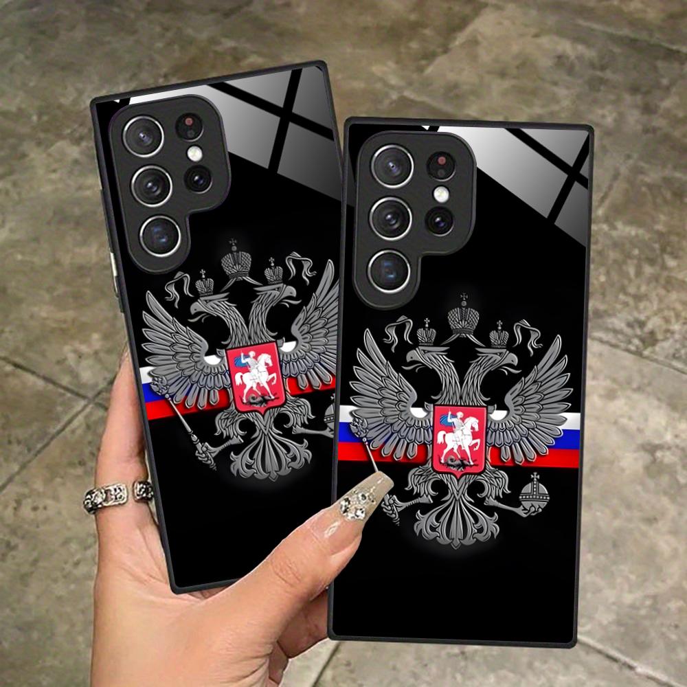 Russia Flag Mobile Cell Phone Case for Samsung Galaxy S26 S25 S24 S23 S22 S21 S20 Note20 Plus FE Ultra Glass Colorful Cover