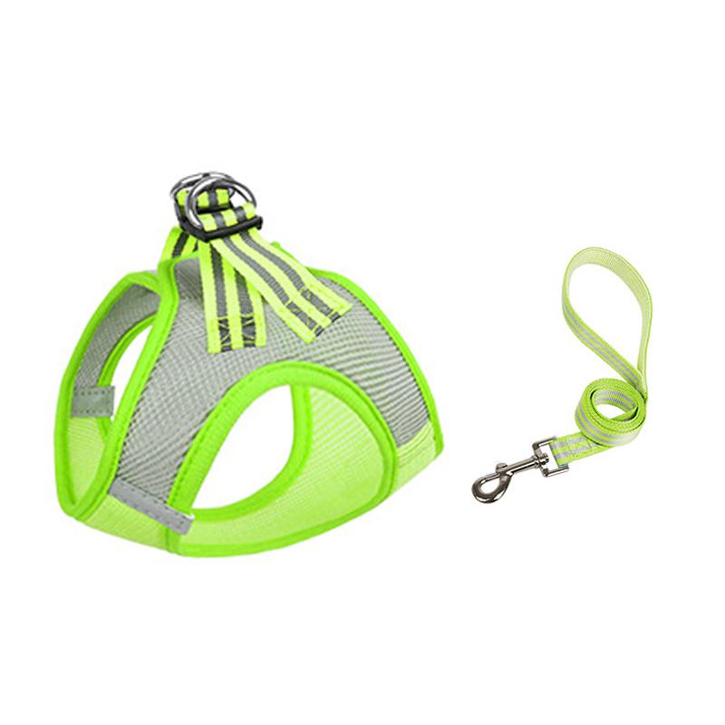 Breathable Dog Cat Harness Leash Set For Chihuahua French Bulldog Vest Harness Pet Chest Straps Small Dogs Lead Walking Supplies