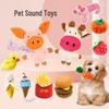 Peluche Bulldog Francese con Palla Squeaky e Giocattolo con Corda per Gatti e Gattini - Resistente al Morso, Design Cartoon Frutta