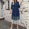 Plus Size Denim Dress With Collar Fringe Detail Long Sleeve Loose Fit Midi Women Streetwear