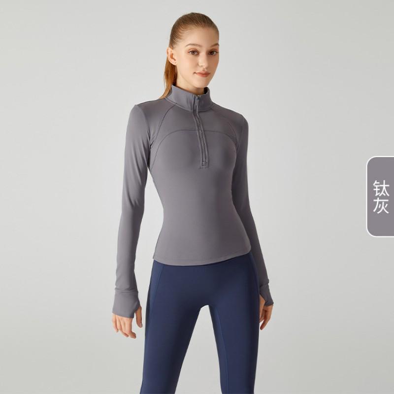 Womens Fleece-Lined Long Sleeve Yoga Top Winter Workout Running Fitness Outdoor Sports