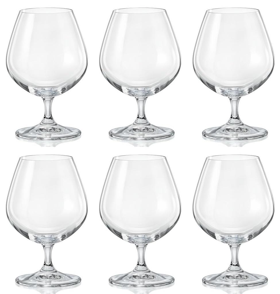 Bohemian Glass LARA Brandy Glasses, Set of 6, 400ml, Dishwasher Safe, 40415-400-6