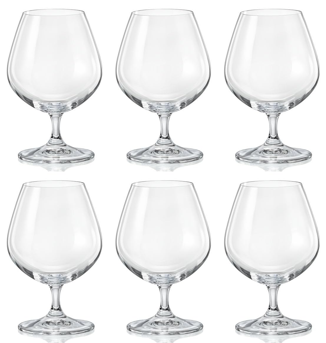 

Bohemian Glass LARA Brandy Glasses, Set of 6, 400ml, Dishwasher Safe, 40415-400-6