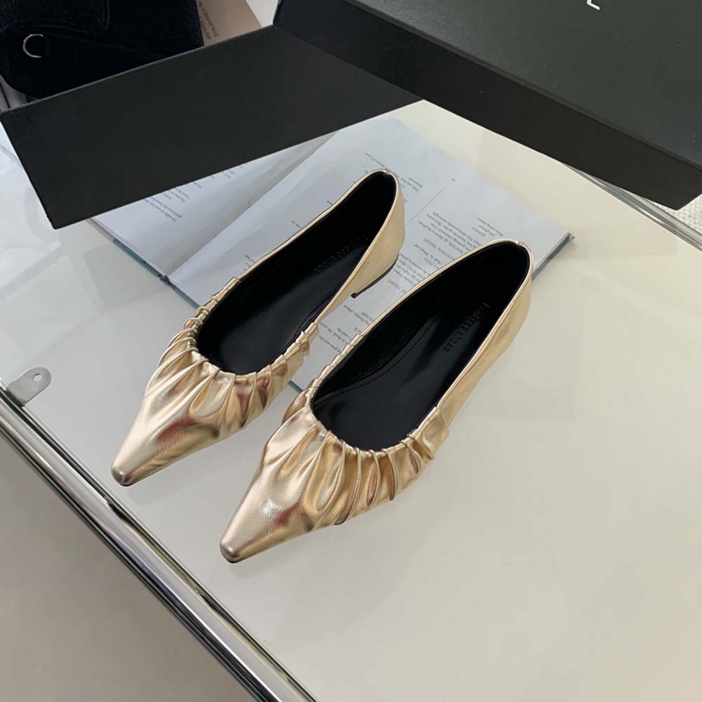 fashion Pointed Toe Women Loafers 2024 New Arrivals Black Gold Silver Red Low Flat Heeled Shallow Slip On Dress Shoes Woman Size 35-39