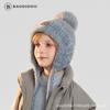 Kids Winter Knit Beanie Hat With Ear Flaps Warm Thick Wool Blend Girls 4-10 Years Sweet Style