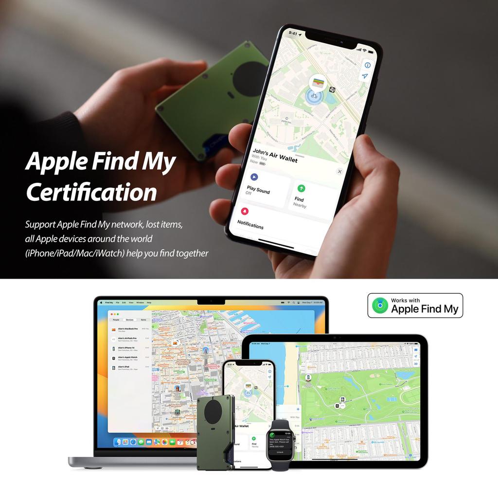 Wallet with Built-in Apple Find My AirTag Tracker and RFID Anti-theft Protection